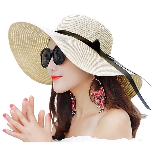 ✨NEW✨ Women Wide Brim floppy foldable hat - BEIGE - Picture 2 of 8